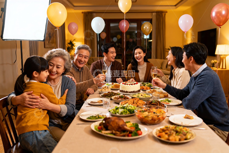 高清大图下载【趣麦麦图】家庭聚餐欢庆场景