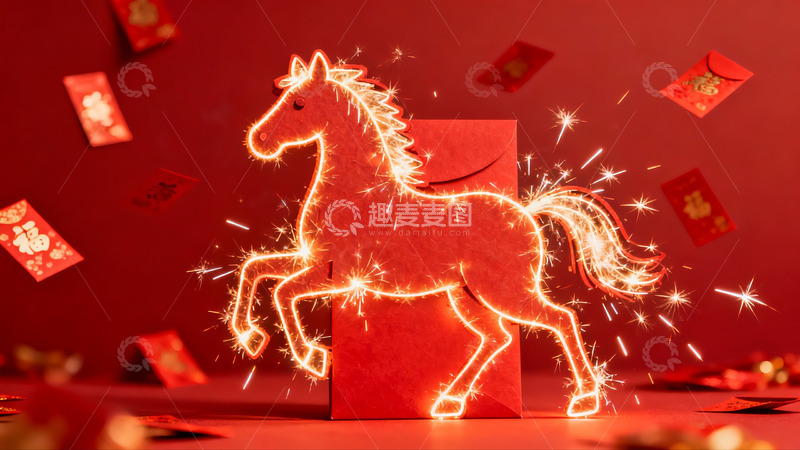 高清大图下载【趣麦麦图】烟花马形灯饰新年氛围浓厚