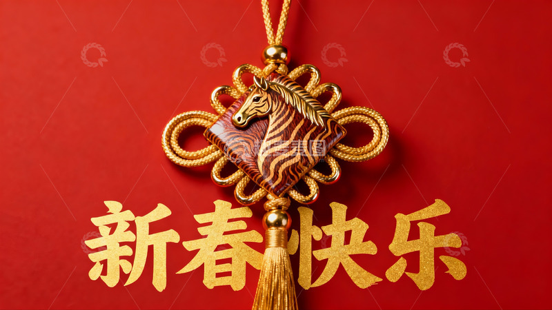 高清大图下载【趣麦麦图】红色背景上的新春挂饰