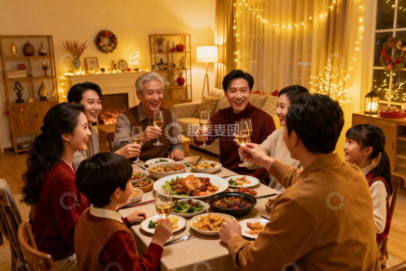 高清大图下载【趣麦麦图】温馨家庭聚餐欢庆节日
