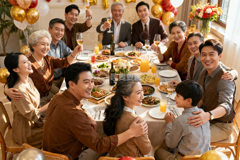 高清大图下载【趣麦麦图】家庭聚会欢庆团圆