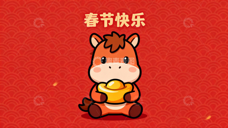 高清大图下载【趣麦麦图】卡通马年春节贺图