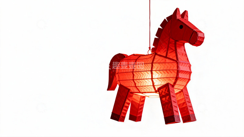 高清大图下载【趣麦麦图】红色纸马灯笼悬挂展示