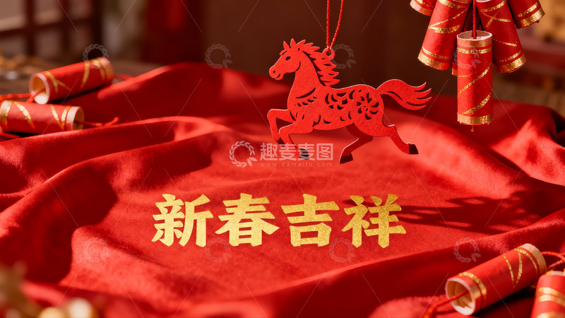 高清大图下载【趣麦麦图】新春红色布艺装饰挂饰