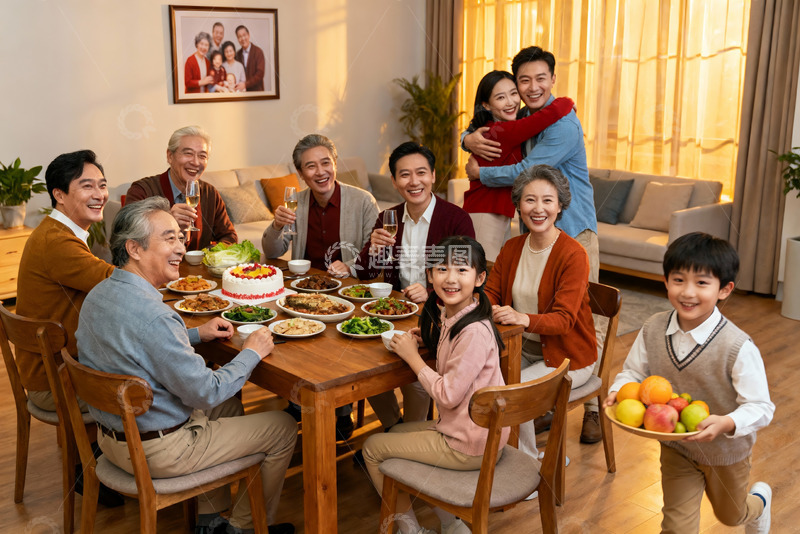 高清大图下载【趣麦麦图】家庭聚餐其乐融融