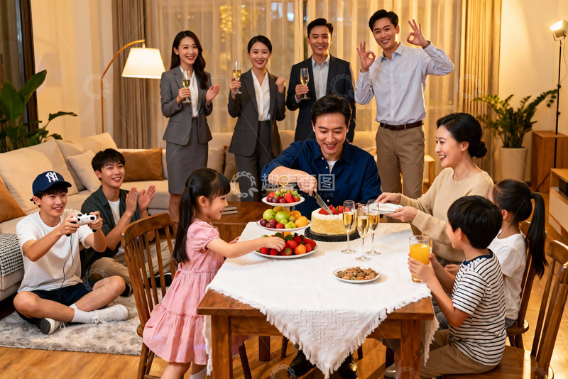 高清大图下载【趣麦麦图】家庭聚会欢庆时刻