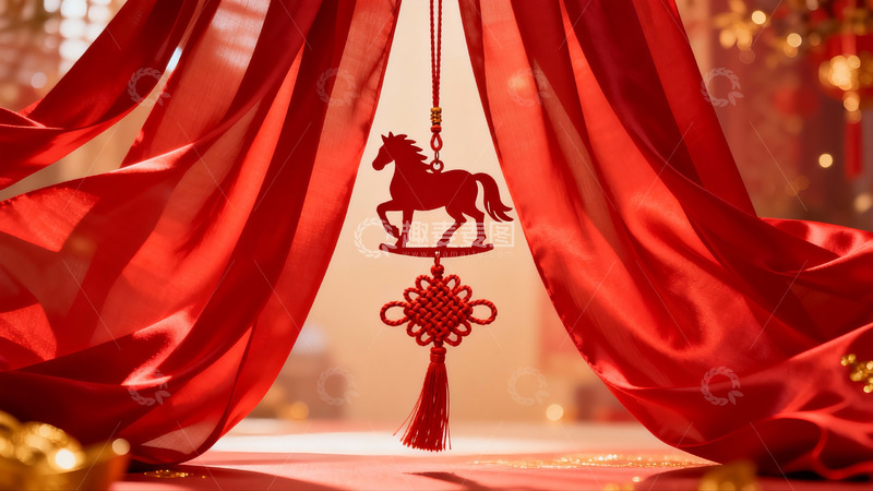 高清大图下载【趣麦麦图】红色帷幕中的马形挂饰