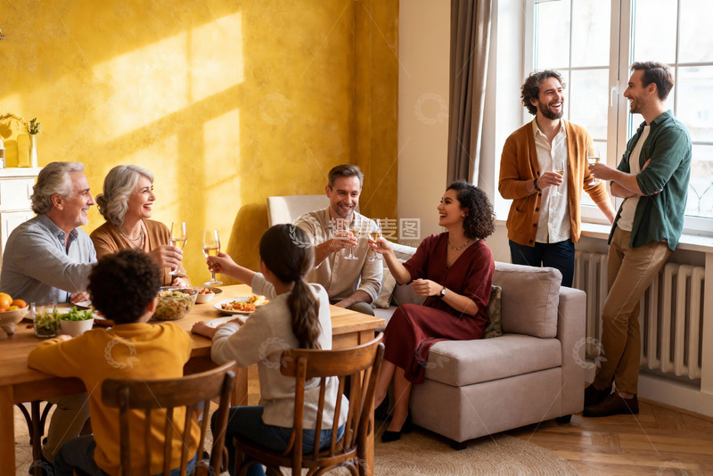 高清大图下载【趣麦麦图】家庭聚会欢庆时刻
