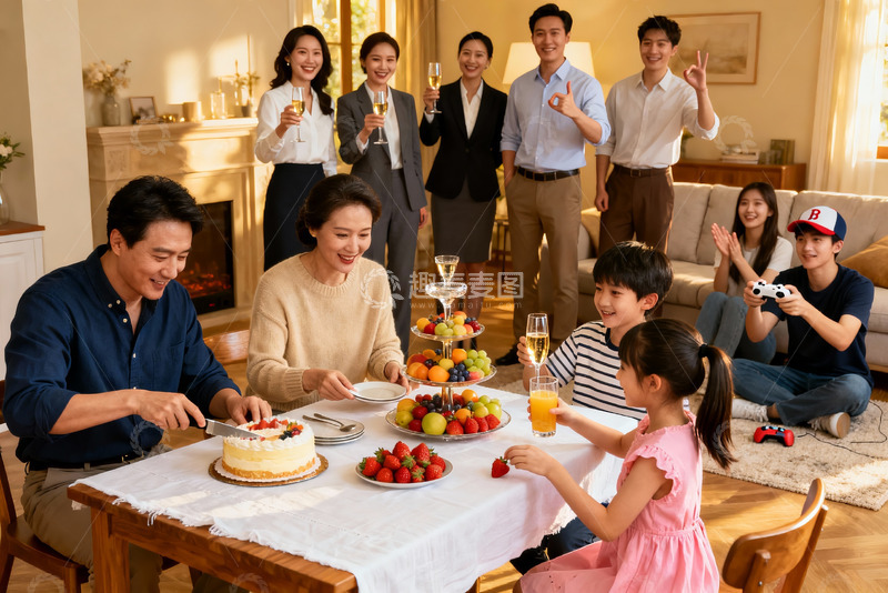 高清大图下载【趣麦麦图】家庭聚会欢庆时刻