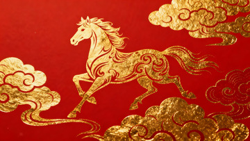 金色骏马祥云图案
