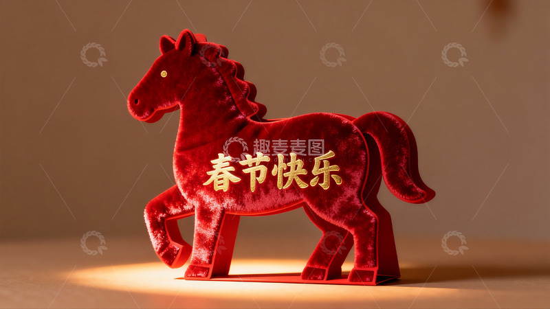 高清大图下载【趣麦麦图】红色马形摆件春节祝福