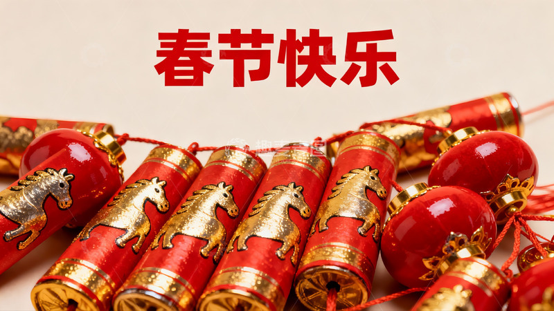 高清大图下载【趣麦麦图】春节烟花鞭炮喜庆图案