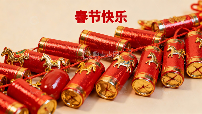 高清大图下载【趣麦麦图】春节装饰品红色鞭炮挂饰