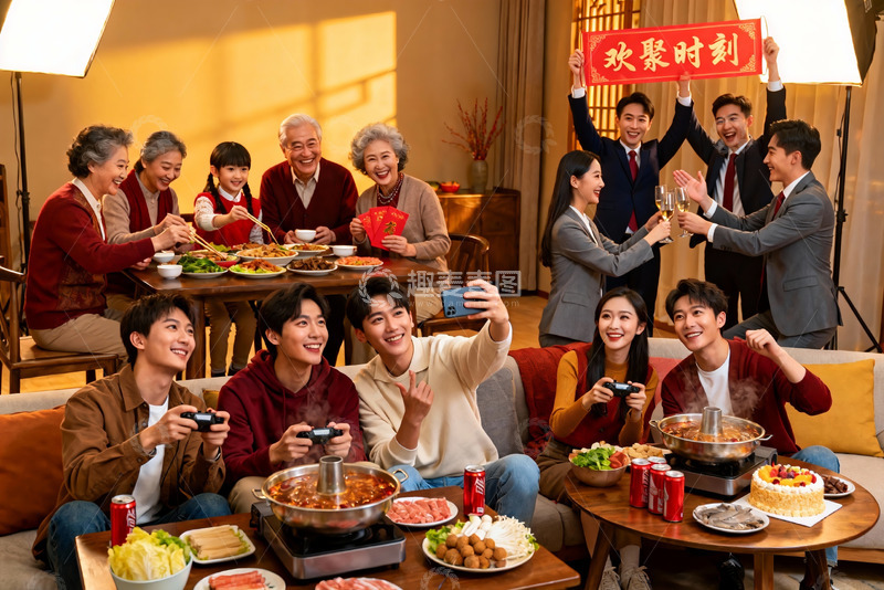 高清大图下载【趣麦麦图】家庭聚会欢聚一堂其乐融融