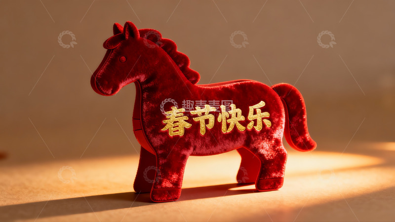 高清大图下载【趣麦麦图】红色马形摆件春节祝福