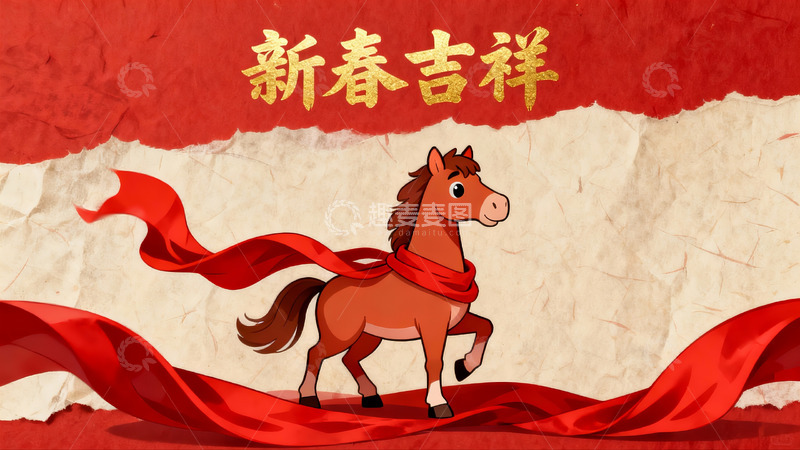 高清大图下载【趣麦麦图】新春吉祥卡通马形象设计