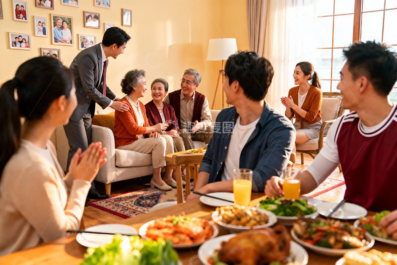 高清大图下载【趣麦麦图】家庭聚餐其乐融融