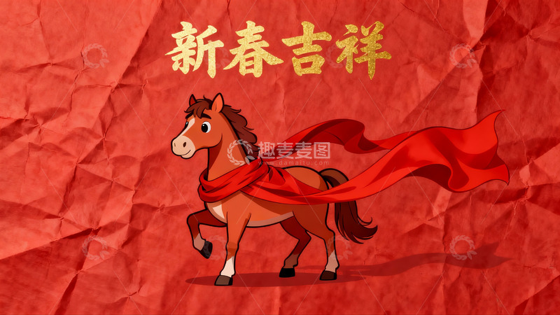高清大图下载【趣麦麦图】新春吉祥马奔腾
