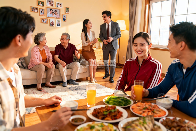 高清大图下载【趣麦麦图】家庭聚餐其乐融融