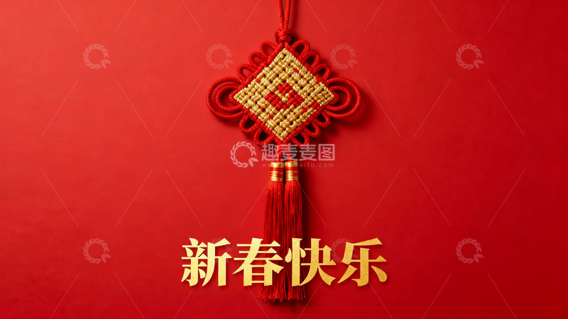 高清大图下载【趣麦麦图】红色背景中国结挂饰