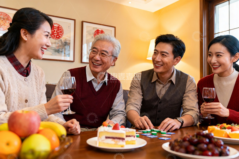 高清大图下载【趣麦麦图】家庭聚餐欢笑时刻