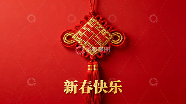 红色背景上的中国结挂饰