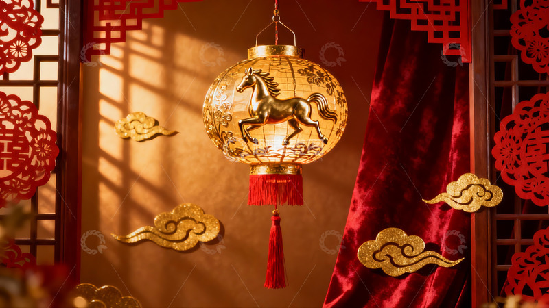 高清大图下载【趣麦麦图】中式灯笼装饰新年氛围浓厚