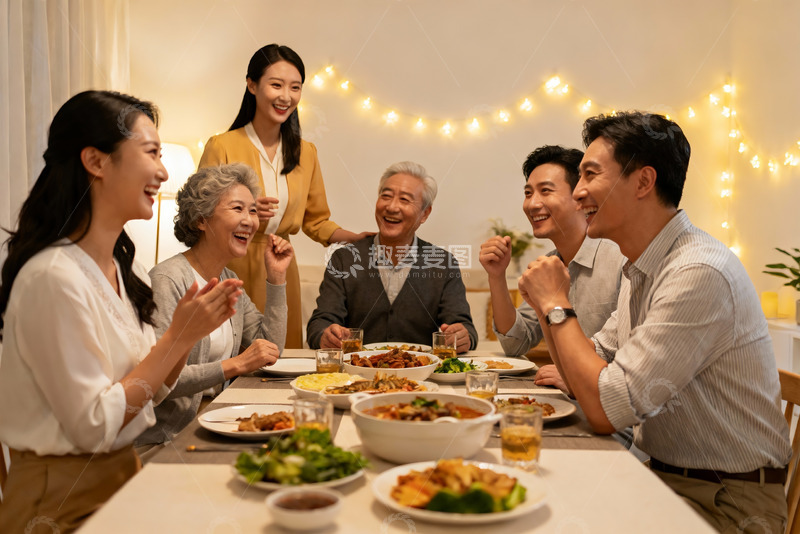 高清大图下载【趣麦麦图】家庭聚餐其乐融融