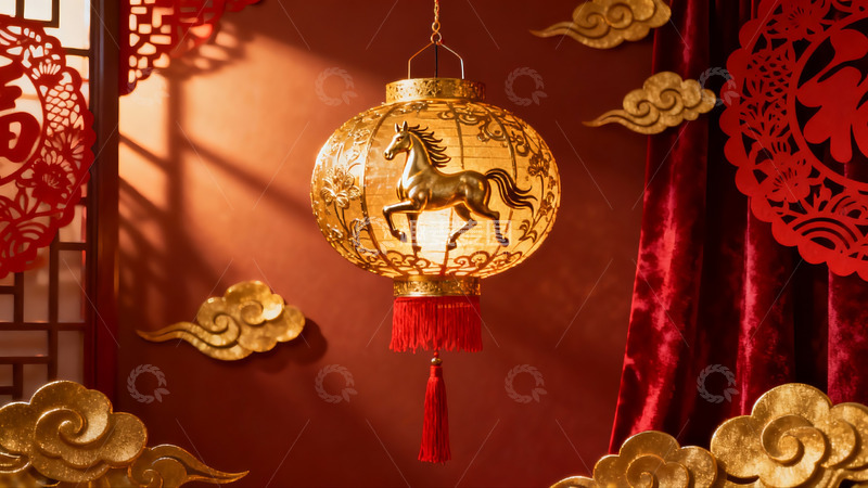 高清大图下载【趣麦麦图】中式灯笼装饰新年氛围浓厚