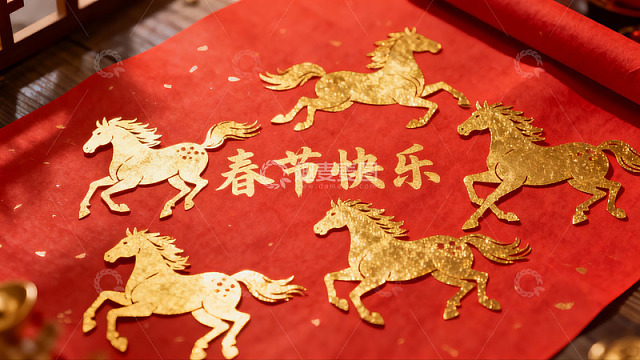 春节剪纸马图案寓意吉祥