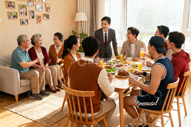 高清大图下载【趣麦麦图】家庭聚餐欢聚一堂其乐融融