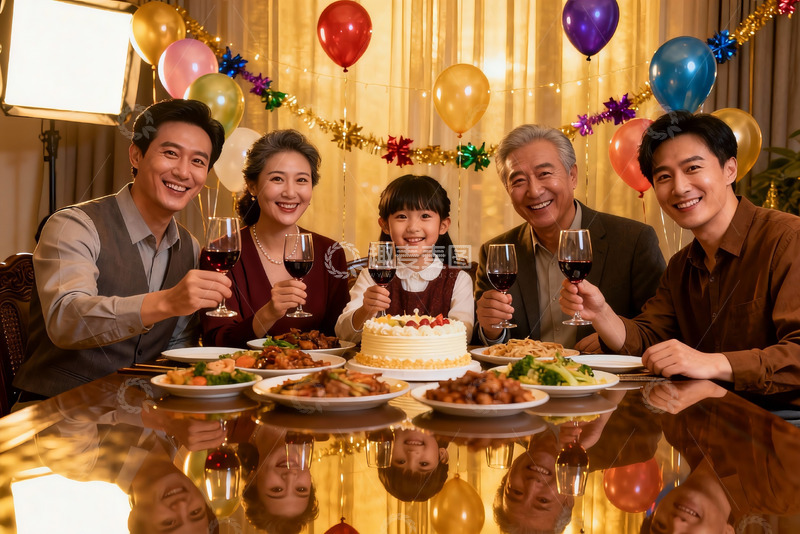 高清大图下载【趣麦麦图】家庭聚餐欢庆时刻