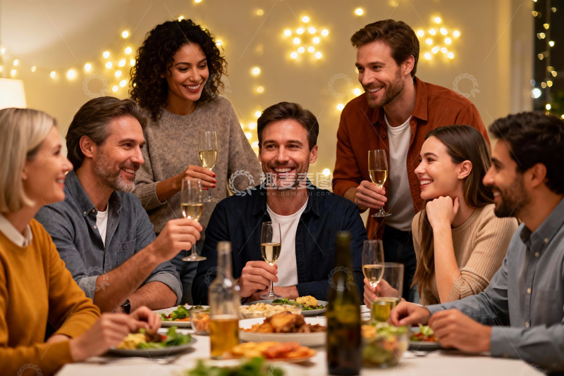 高清大图下载【趣麦麦图】朋友聚会欢庆晚餐