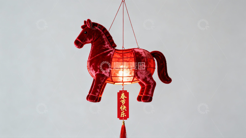 高清大图下载【趣麦麦图】红色马形灯笼挂饰