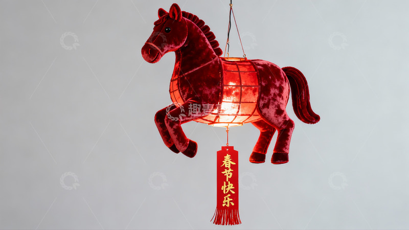 高清大图下载【趣麦麦图】红色马形灯笼春节装饰