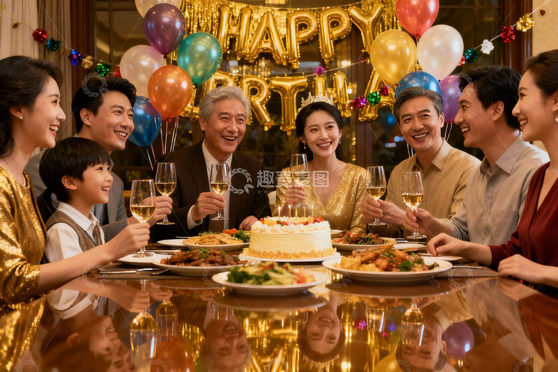 高清大图下载【趣麦麦图】家庭生日聚会欢庆场景