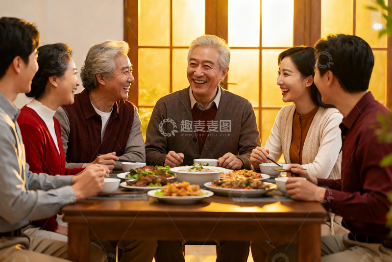 高清大图下载【趣麦麦图】家庭聚餐其乐融融