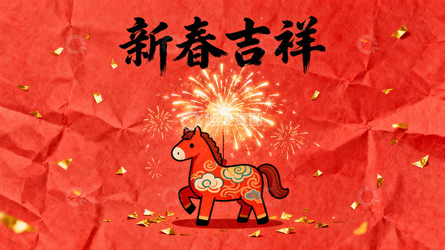 新春烟花马图案寓意吉祥