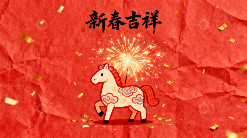 高清大图下载【趣麦麦图】新春烟花马图案寓意吉祥