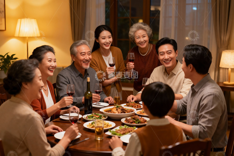 高清大图下载【趣麦麦图】温馨家庭聚餐其乐融融