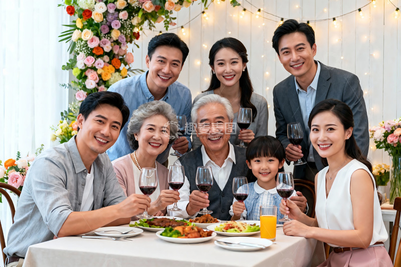高清大图下载【趣麦麦图】家庭聚餐欢庆时刻