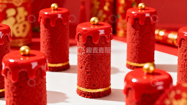 红色烟花造型蛋糕喜庆诱人