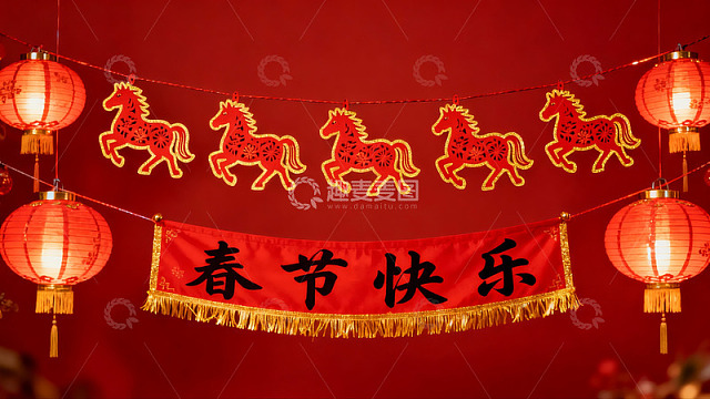 春节红色灯笼剪纸装饰