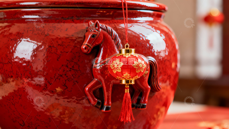 高清大图下载【趣麦麦图】红色马形装饰挂饰