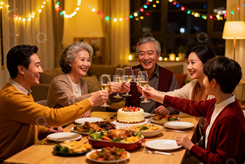 高清大图下载【趣麦麦图】家庭聚餐欢庆时刻