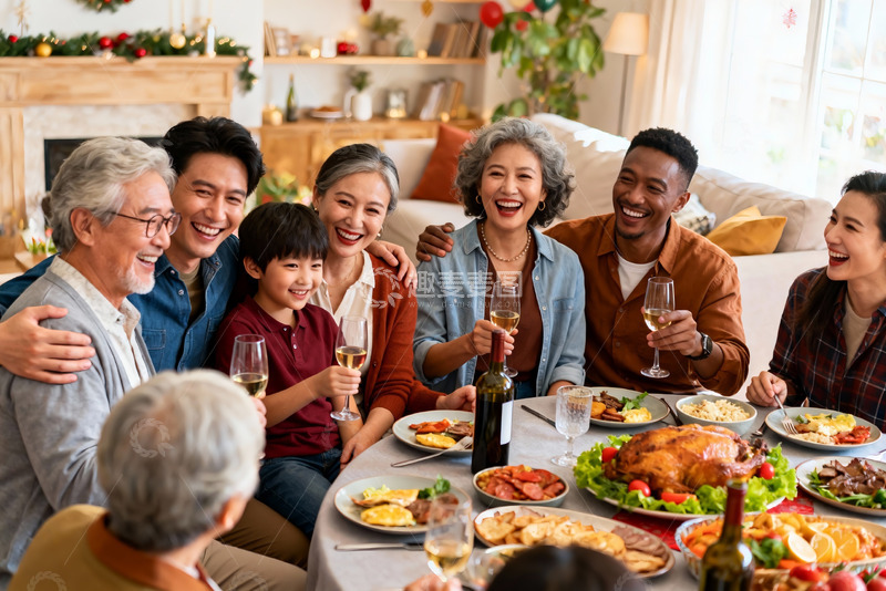 高清大图下载【趣麦麦图】家庭欢聚庆团圆