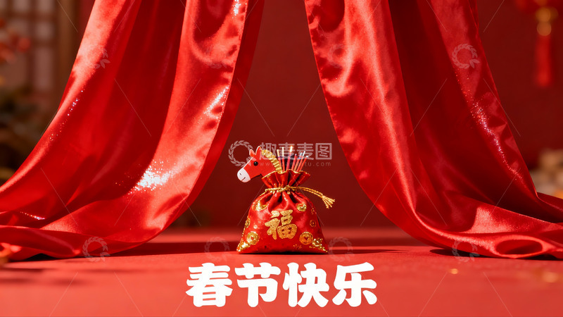 高清大图下载【趣麦麦图】春节红色马形红包装饰
