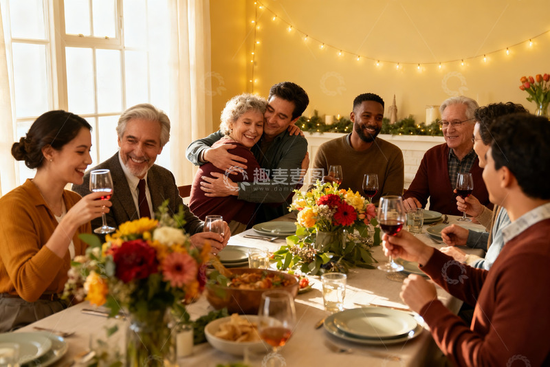 高清大图下载【趣麦麦图】家庭聚会欢聚一堂温馨用餐