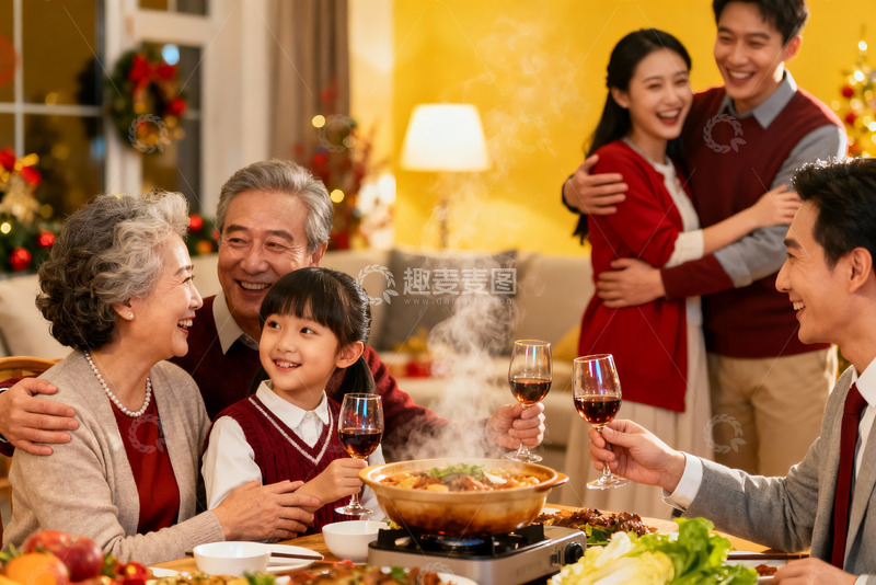 高清大图下载【趣麦麦图】温馨家庭聚餐其乐融融
