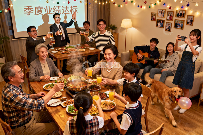 高清大图下载【趣麦麦图】家庭聚餐欢庆业绩达标